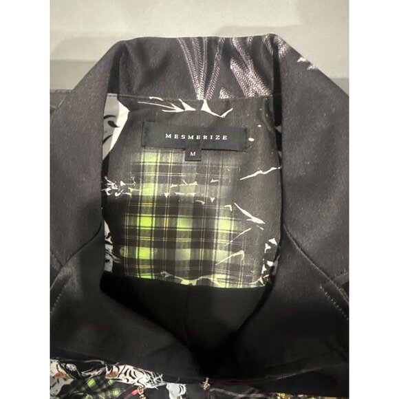 Rave EDC Biker Anime Zip-Front Black Sleeveless Top Pockets Plaid Accents By Mes - Picture 3 of 9